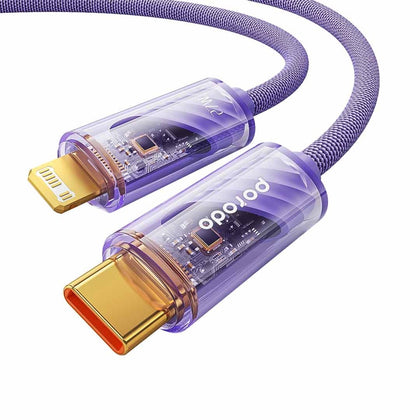 Porodo USB-C to Lightning Transparent Braided Cable Fast Charge & Data Transfer 1M