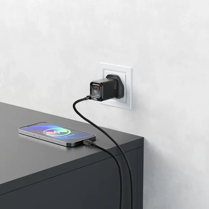 Porodo Dual-Port | Digital Display Quick Charger with Cable