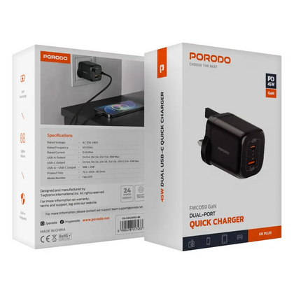 Porodo Dual-Port Quick Charger
