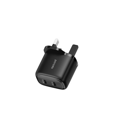 Porodo Dual Port USB-C Wall Charger Charge Two Devices Simultaneously