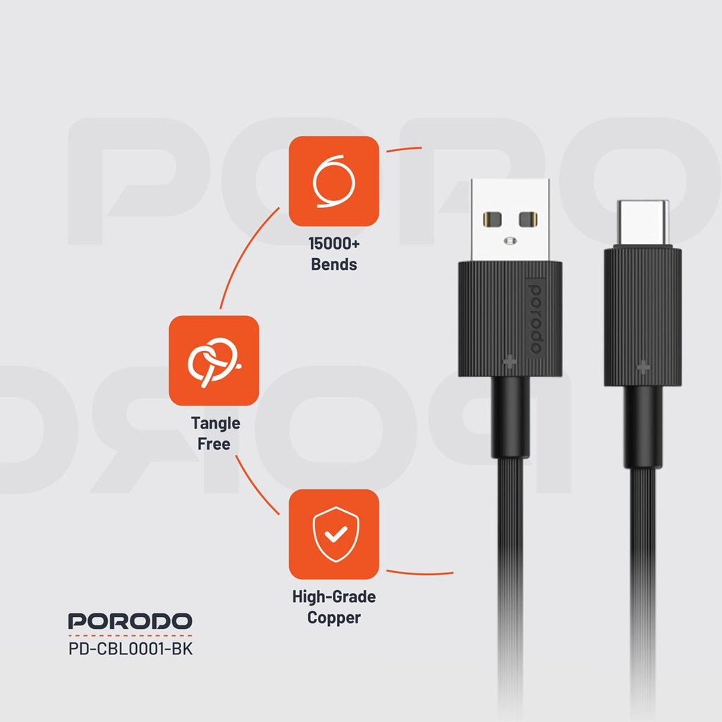كابل شحن متين من USB-A إلى نوع C من بورودو