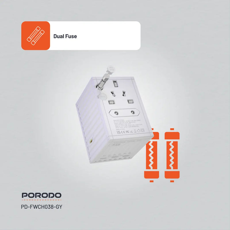 Porodo GaN 5-Port Travel Block Universal Charger