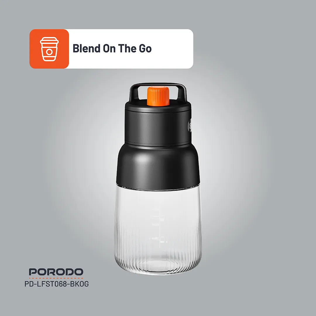 Porodo Lifestyle Blend & Sip Portable Blender - Black/Orange
