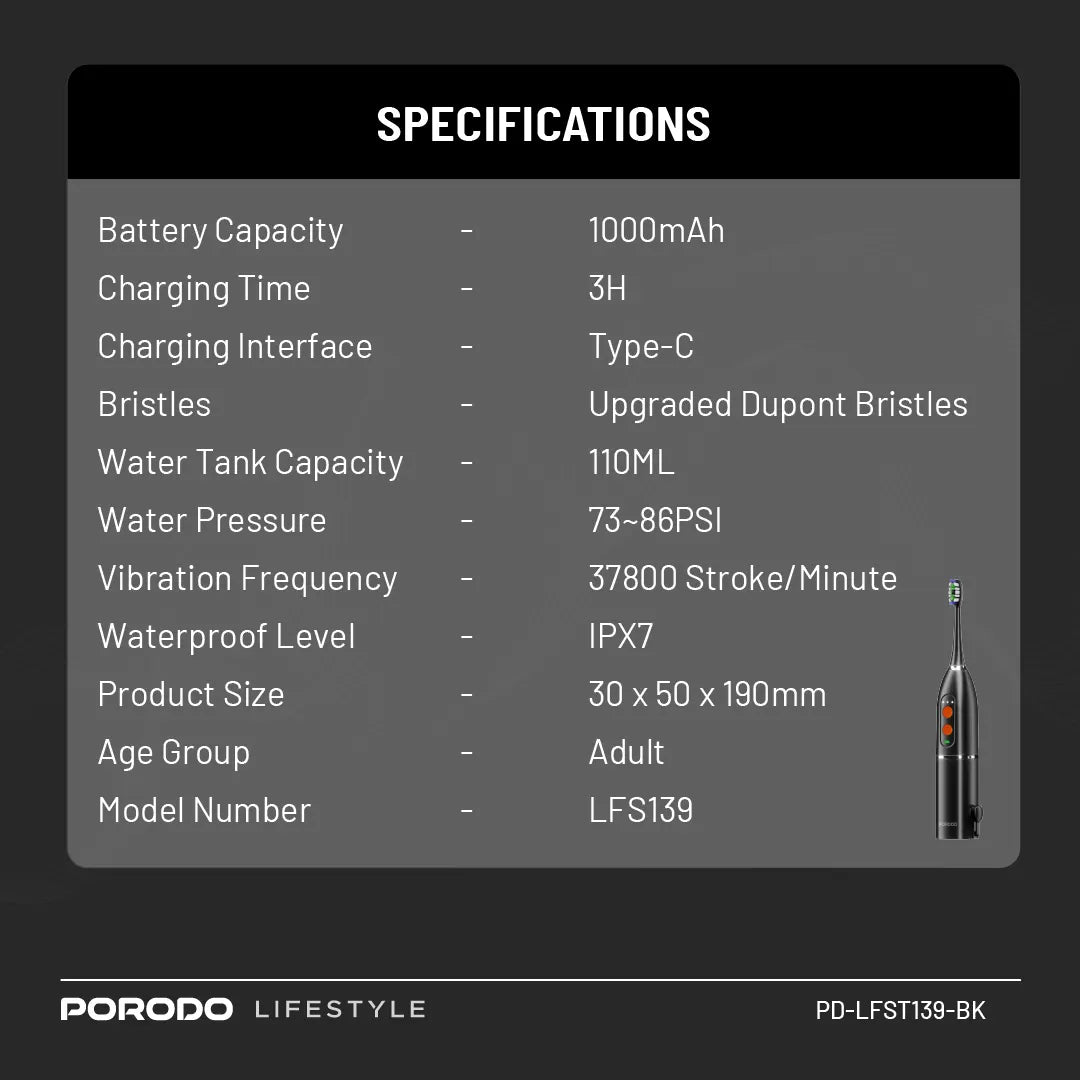 Porodo Lifestyle Water Floss & Sonic Electric Toothbrush