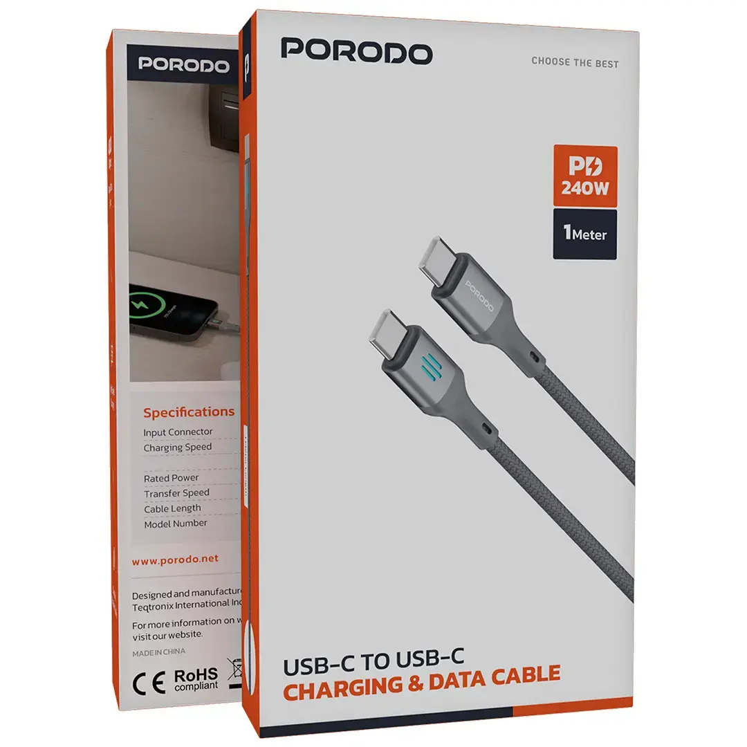 Porodo USB-C to USB-C Charging & Data Cable PD 240W