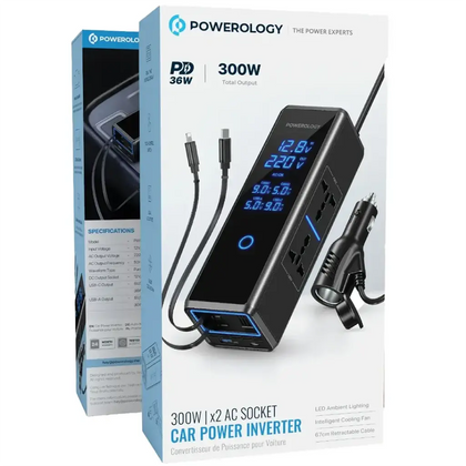 Powerology 300W  | x2 AC Socket Car Power Inverter