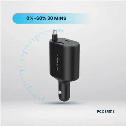 Powerology Type-C Retractable Car Charger