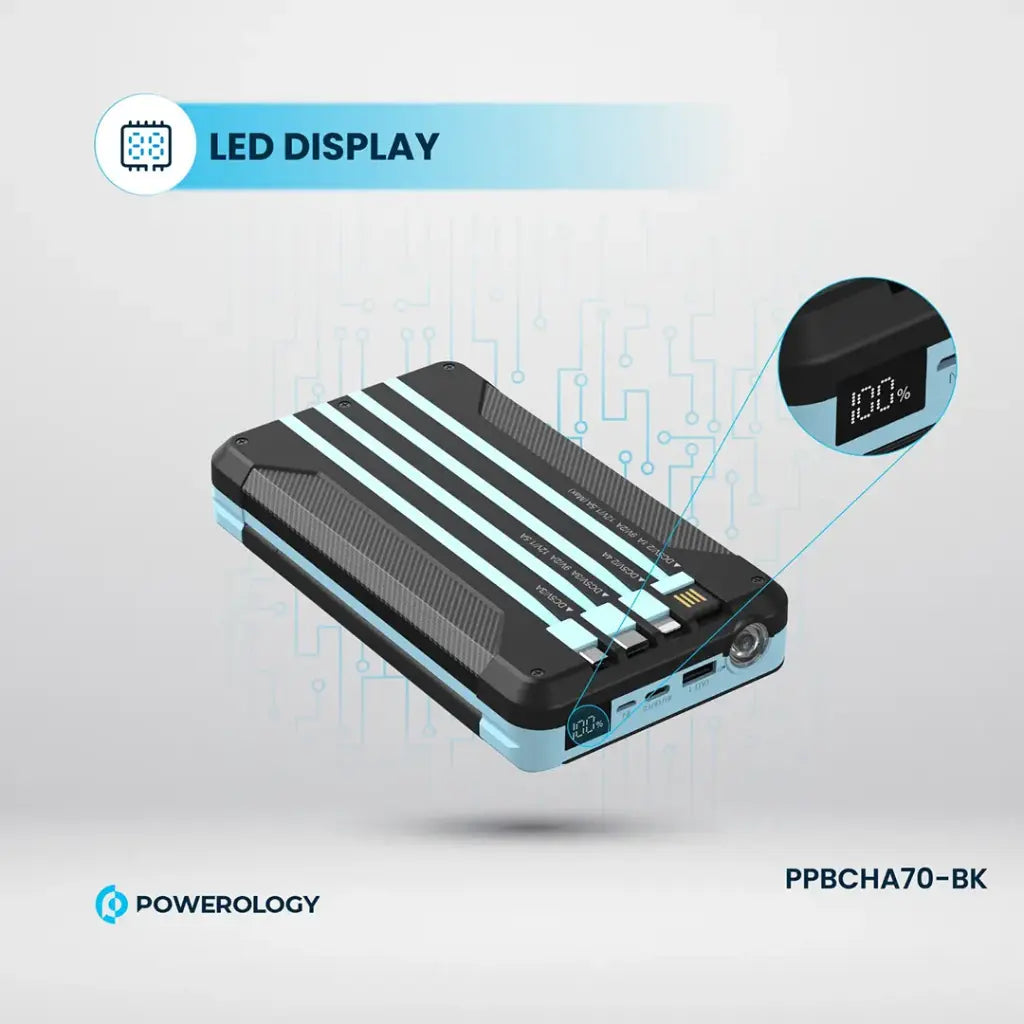 Powerology 16000mAh Solar Multi-Cable Power Bank