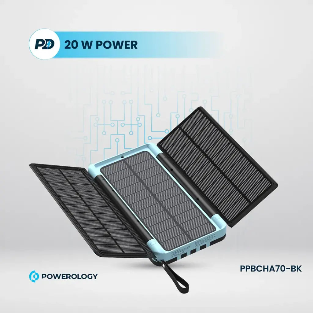 Powerology 16000mAh Solar Multi-Cable Power Bank