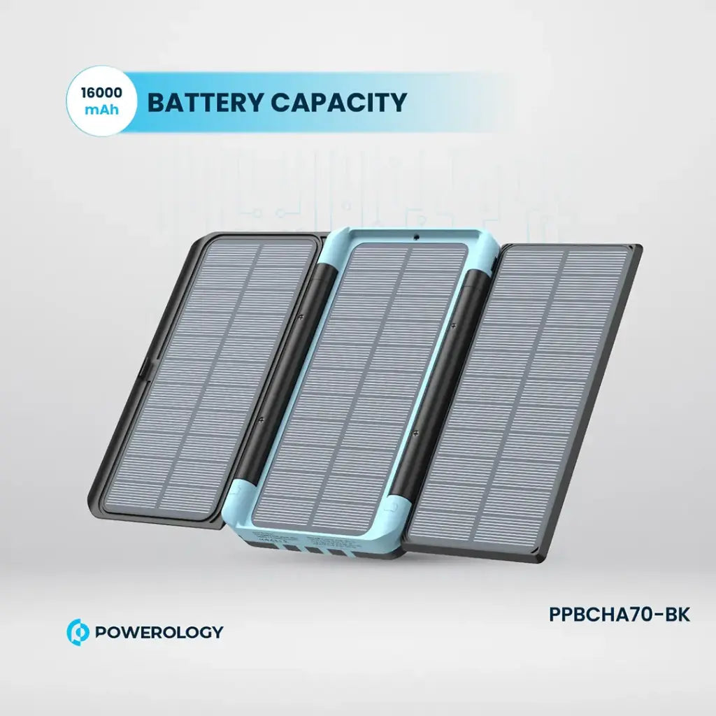 Powerology 16000mAh Solar Multi-Cable Power Bank