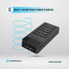 Powerology 2500W 6AC Power Strip with Built-In Retractable Cables - Black