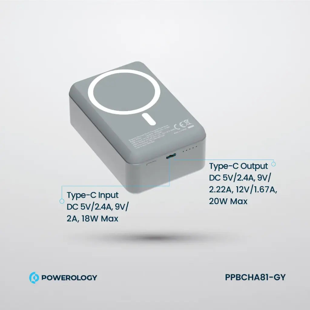 Powerology 30000mAh MagSafe Aluminum Power Bank - Dark Gray