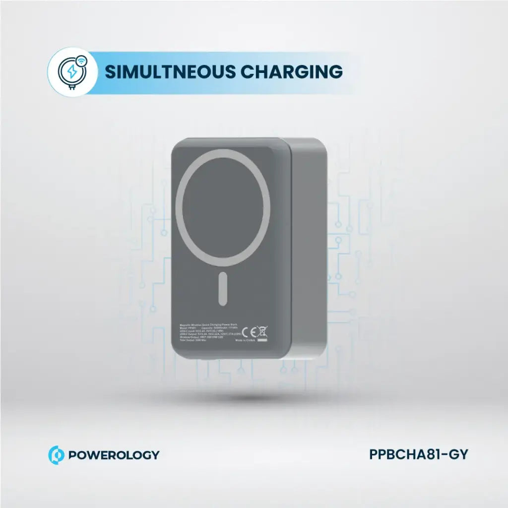 Powerology 30000mAh MagSafe Aluminum Power Bank - Dark Gray