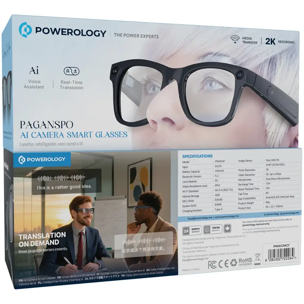 Powerology Paganspo AI Camera Smart Glasses