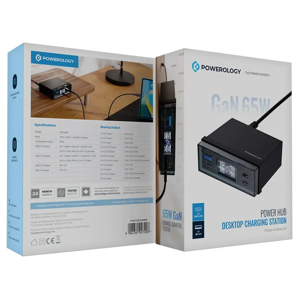 Powerology Power Hub Desktop Charging Station - Black