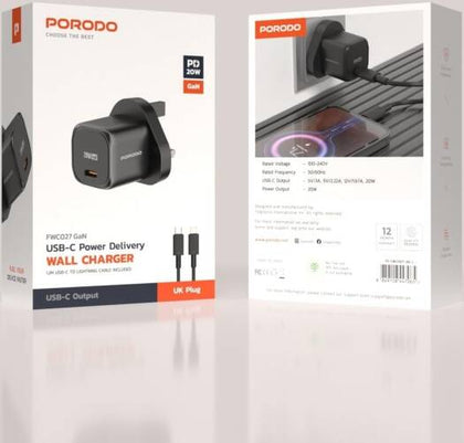 Porodo USB-C Power Delivery GaN Wall Charger  UK