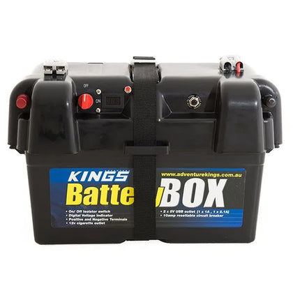 Kings Battery Box Portable 12V | Lithium Compatible | 2x USB & Cig Socket
