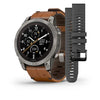 Garmin fēnix® 7 Pro – Sapphire Solar Edition Titanium with Chestnut Leather Band