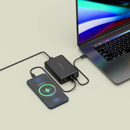 Powerology 4-Output 75W Quick Charge Power Terminal Simultaneous Fast-Charging for Laptops and Phone