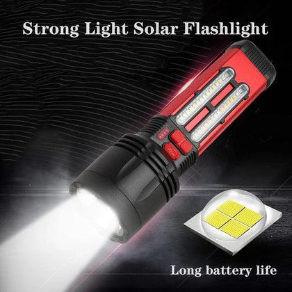Crony W5122A Outdoor Lighting torch light Solar Energy Flashlight Plastic with 2835#+3030# Lamp Bead 18650 Battery 2000mAh Switch Type-C Port USB Charging