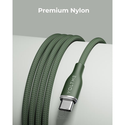 Voltme Powerlink Rugg Double Nylon Cable USB A to Type C 3A / 1M (60W) Green