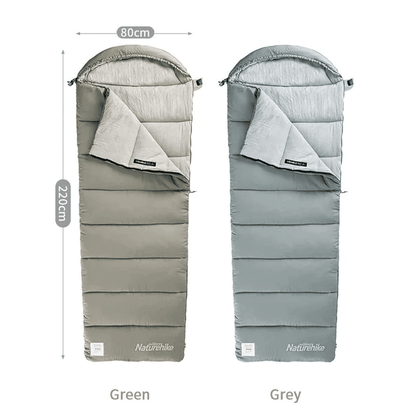 Naturehike Envelop washable cotton sleeping Bag with hood M180 - Green