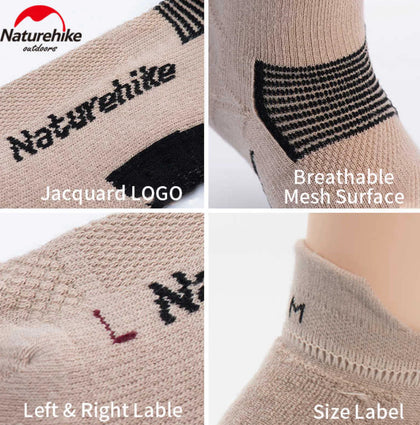 Naturehike - Fitness Right Angle Socks 2 Pairs Short - Black-Khaki