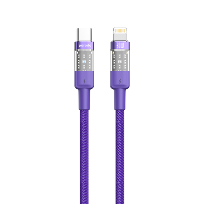 Porodo Braided Cable Transparent USB-C To Lightning Fast Charge & Data 1.2m/4ft