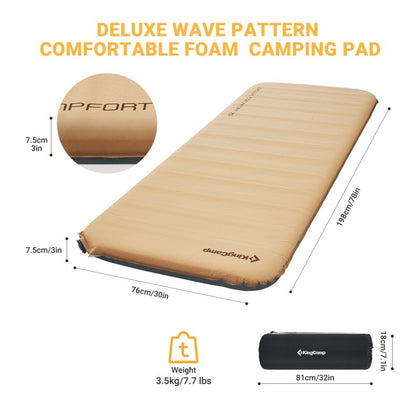 KingCamp Deluxe Wide Single Self-Inflating Mattress