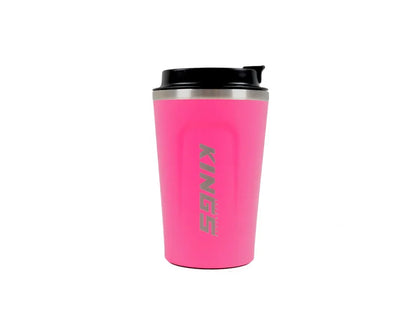 Kings Pink Coffee Cup | 380ml Vacuum Travel Mug | Insulated Stainless Steel | For Hot & Cold Drinks