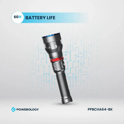 Powerology 4000mah Waterproof Led Flashlight - Black