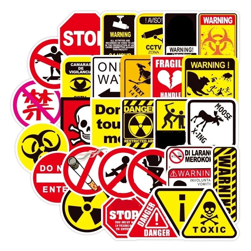Warning Hazard Sticker Pack (50 Pcs) – Campnsea