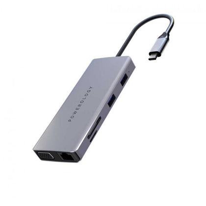 Powerology - 11 in 1 USB-C HUB Ethernet HDMI VGA