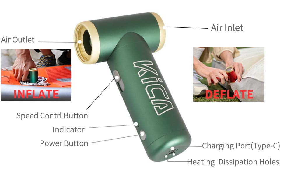 Kica - Jetfan 2 - Portable, More Powerful, and Multi-functional Air Duster (Mint Green) - FBH