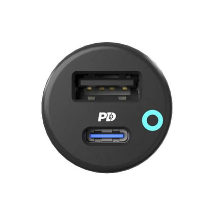 Powerology - Dual Port Car Charger PD 20W USB-A 12W - Black