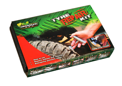Ironman 4x4  - Tire Repair Kit With Digital Pressure Gauge Includes 30 Repair Cords  - IBF