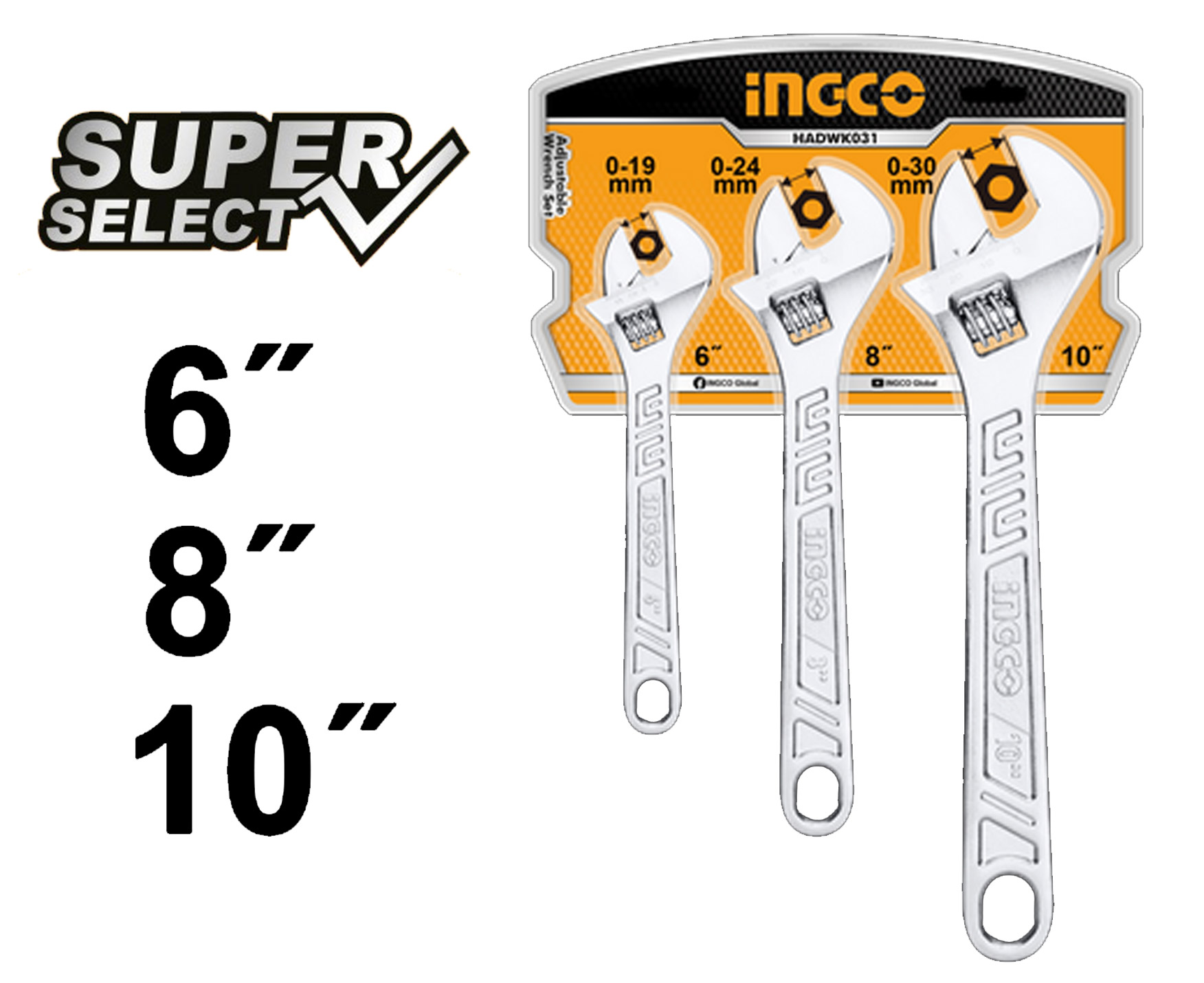 Ingco - Adjustable Wrench Set