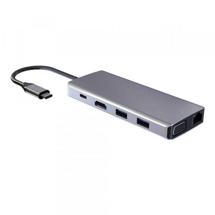 Powerology - 11 in 1 USB-C HUB Ethernet HDMI VGA
