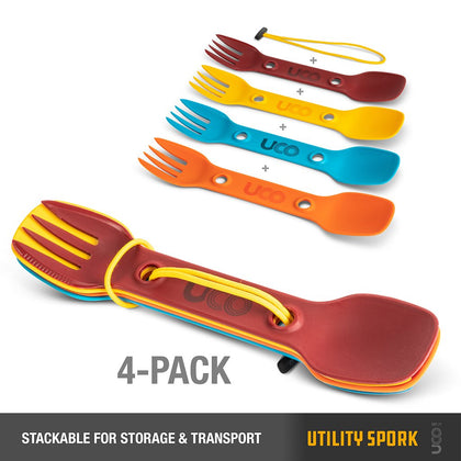 UCO Corporation - Spork 4 Pack with Tether (Classic Orange)