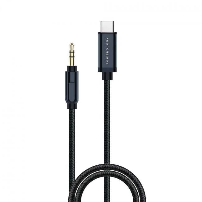 Powerology - Aluminum Braided Audio Cable USB-C to 3.5mm AUX 1.2M