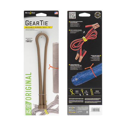Nite Ize - Gear Tie Reusable Rubber Twist Tie 18inch 2 Pack
