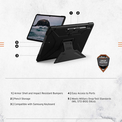 UAG - Samsung Tab S8 Ultra 14.6” - Metropolis w/ Kickstand - Black