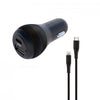 Powerology - Dual Port Car Charger 30W USB 2.4A and Type-C to Lighting Cable 0.9M (Black)