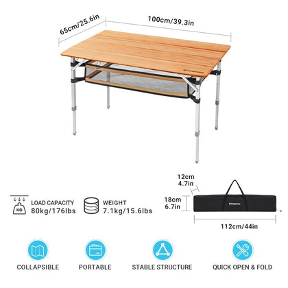 KingCamp - Bamboo Flodable Table (100X65 cm)
