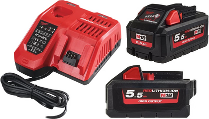 Milwaukee - M18 High Output Nrg Pack With 2x 5.5ah Battery + 1 Charger